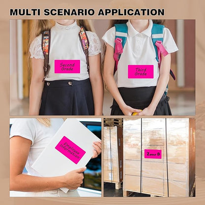 3x5 Inch Home Moving Labels 4 Rolls 1000 Stickers, Large Packing Box Labels Rectangular Colored Inventory Stickers for Moving Supplies Color Coded (Fluorescent Pink)