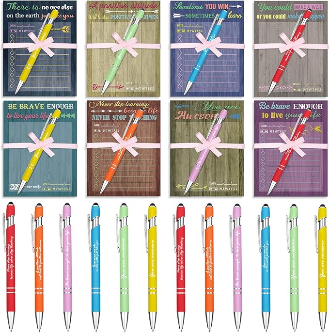Outus 72 Pcs Inspirational Gift Set Motivational Notepads with Pens Cute Sticky Notes Positive Pens Encouragement to Do List Memo Pads for List Study Planner Office Supplies Gift (Classic Style)