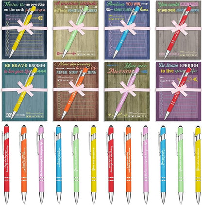 Outus 72 Pcs Inspirational Gift Set Motivational Notepads with Pens Cute Sticky Notes Positive Pens Encouragement to Do List Memo Pads for List Study Planner Office Supplies Gift (Classic Style)