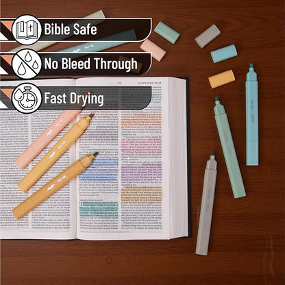 Mr. Pen- Aesthetic Bible Highlighters No Bleed Through Assorted Color, 8pcs, Ocean Dune, Cute Highlighter Dual Tip for Journaling Supplies and School Accessories, Bible Highlighters and Pens No Bleed
