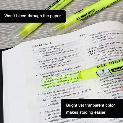 U.S. Office Supply Bible Safe Highlighter Set of 6 Yellow Bright Fluorescent Markers, Dry Bible Highlighters No Bleed, Fade or Smear, Safe Gel Markers, Accessories, Study Guide