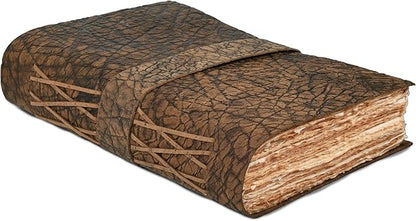 LEATHER VILLAGE Handmade Vintage Journal for Men & Women - Lock Closure - Watercolor Deckle Edge Cotton Paper for Drawing, Writing & Sketching- 200 Pages- Distressed Brown- 13x8 (A4) inches