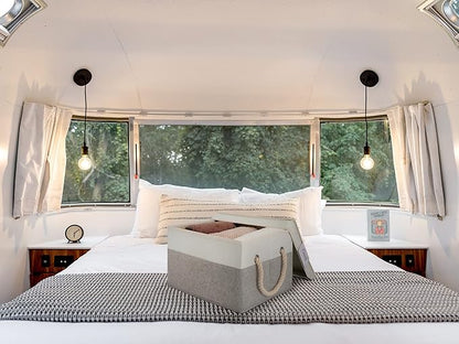 LoforHoney Home Fabric Storage Bins with Lids for Organizing, Foldable Closet Storage Boxes for Shelves, Clothes Baskets with Cotton Rope Handles, Large, Beige & Gray, 2-Pack