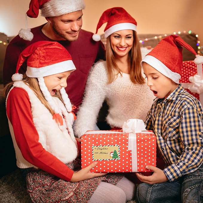 Christmas Gift Tags - Kraft Brown Gift Tags Christmas Presents | Christmas Gifts for Women Men Mom - Christmas Wrapping Paper - Christmas Decorations- 2.95 x 1.6 Inch