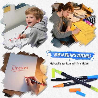 72 Colors Dual Markers Brush Pens,0.4MM Fine Point Art Marker, Double Tip Coloring Brush Pens Paint Marker for Adult Kids Hand Lettering, Drawing,Doodling,Painting