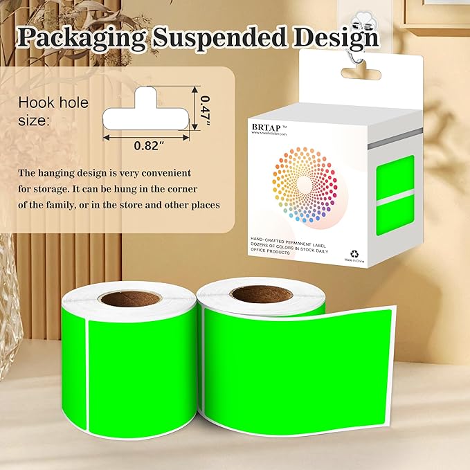 Rectangular Color Coding Packing Labels 3X5 Inch 250 Per Roll, Fluorescent Green Moving Stickers for Boxes Color Coded, Packing Labels Stickers for Inventory Warehouse