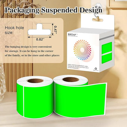 Rectangular Color Coding Packing Labels 3X5 Inch 250 Per Roll, Fluorescent Green Moving Stickers for Boxes Color Coded, Packing Labels Stickers for Inventory Warehouse