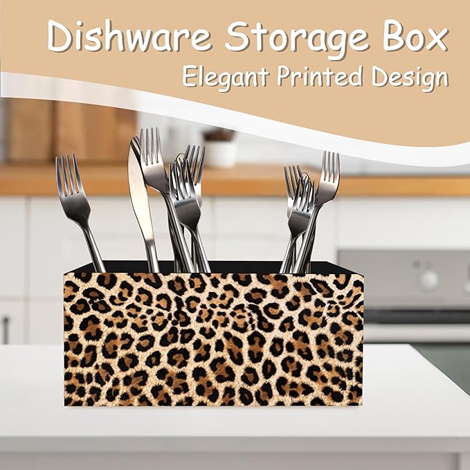 Leopard Print Pen Pencil Holder Organizer for Desk, Leopard Print Room Decor, Preppy Cheetah Kitchen Cooking Brush Makeup Utensil Holder (Black)