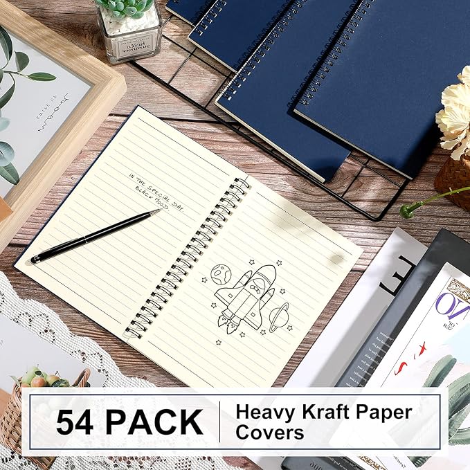 Yahenda Spiral Notebook Bulk A5 Journal Lined 8.3'' x 5.5'' Writing Composition Paper Small Notepad Subject Notebook for Students Office Business Back to School Supplies(Deep Blue,54 Pcs)
