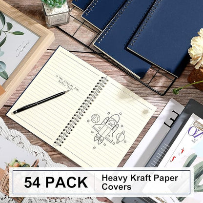 Yahenda Spiral Notebook Bulk A5 Journal Lined 8.3'' x 5.5'' Writing Composition Paper Small Notepad Subject Notebook for Students Office Business Back to School Supplies(Deep Blue,54 Pcs)