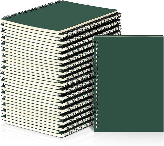 Yahenda Spiral Notebook Bulk A5 Journal Lined 8.3'' x 5.5'' Writing Composition Paper Small Notepad Subject Notebook for Students Office Business Back to School Supplies(Deep Green,36 Pcs)