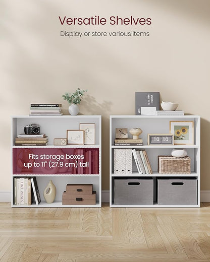 VASAGLE Custos Collection - Bookshelf, 3-Tier Bookcase, Book Shelf, Open Storage Shelf, 9.4 x 31.5 x 32 Inches, for Living Room, Home Office, Dinning Room, Cloud White ULBC173T14