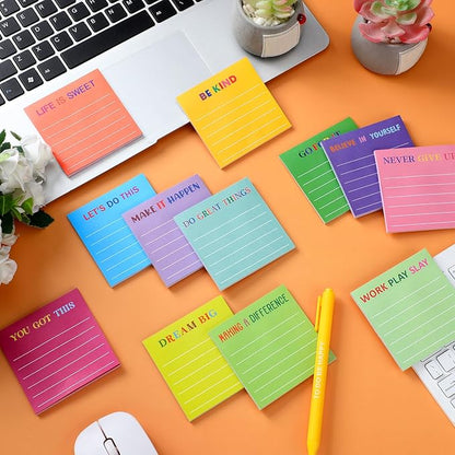 Yinder 24 Pcs Inspirational Sticky Notes Christmas Stocking Stuffers Motivational Sticky Notes Pad Employee Appreciation Gift Bulk for Teacher Nurse Coworker Office 3 x 3'' (Motivational,Dark Color)