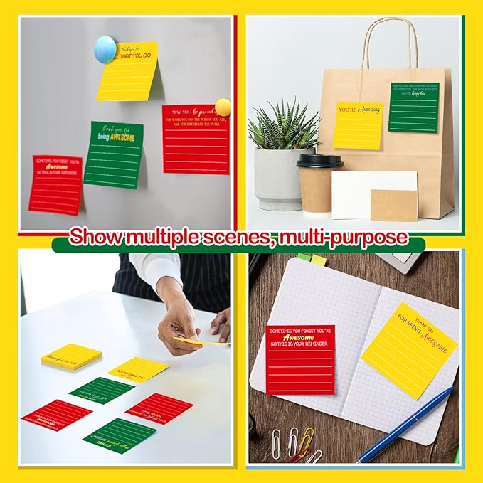 Yinder 24 Pcs Employee Appreciation Sticky Notes Xmas Gift Bulk Motivation Note Pads Mini Inspirational Note Gift for Teacher Nurse Staff Coworker Office Supply 3 x 3'' (Appreciation,Xmas)