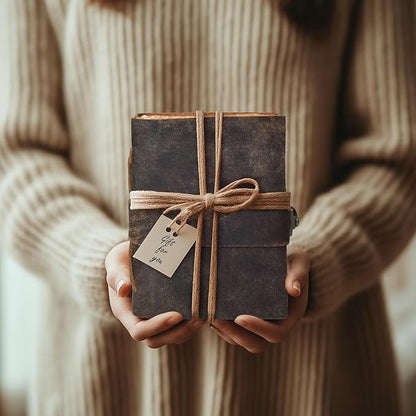 LEATHER VILLAGE Leather Bound Vintage Journal for Women & Men - Book of Shadows - Lock Closure - 200 Pages of Antique Deckle Edges Handmade Paper - Rustic Brown Color - 10 X 7 inches