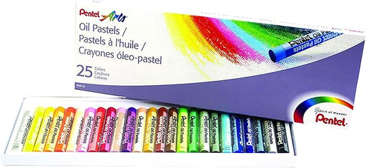 Pentel Arts Oil Pastel Set, Assorted Colors, Set of 25 (PHN-25)
