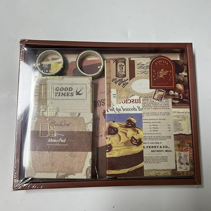 Draupnir Vintage Scrapbook Kit(346pcs), Bullet Junk Journal Kit with Journaling/Scrapbooking Supplies, Stationery, A6 Grid Notebook with Graph Ruled Pages, DIY Gift for Teen Girl Kid Women - Vintage