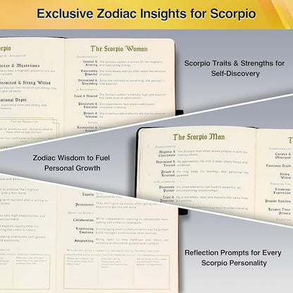 Scorpio Zodiac Astrology Undated Monthly Weekly Daily Planner Journal Notebook Hardcover A5 5.7" x 8.3" 160 Pages 100GSM Paper 2025 2026 2027 Holidays Calendar