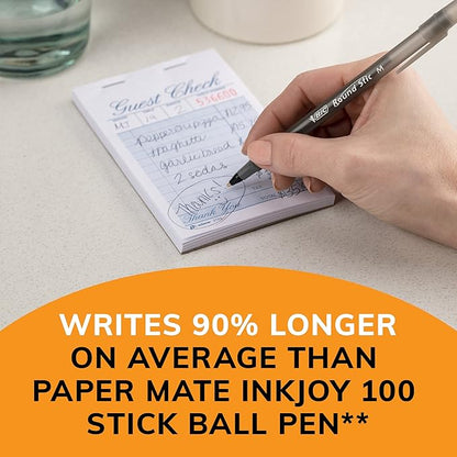 BIC Round Stic Xtra Life Ballpoint Pens, Medium Point (1.0mm), Black, 60-Count Pack, Flexible Round Barrel For Writing Comfort (GSM609-BLK) (Pack of 2)