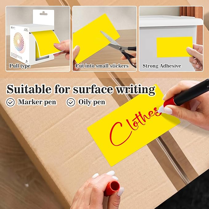 Rectangular Color Coding Packing Labels 3X5 Inch 250 Per Roll, Yellow Moving Stickers for Boxes Color Coded, Packing Labels Stickers for Inventory Warehouse