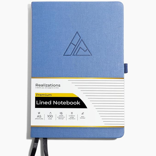 Realizations Journaling Notebooks with Pen Holder - Lined Notebook - 222 Pages Notebook Journal with 100 GSM Paper - Includes Table of Content - Notebooks for Work, School, Home