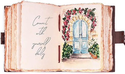 LEATHER VILLAGE Leather Bound Vintage Journal for Women & Men - Book of Shadows - Lock Closure - 200 Pages of Antique Deckle Edges Handmade Paper - Rustic Brown Color - 10 X 7 inches