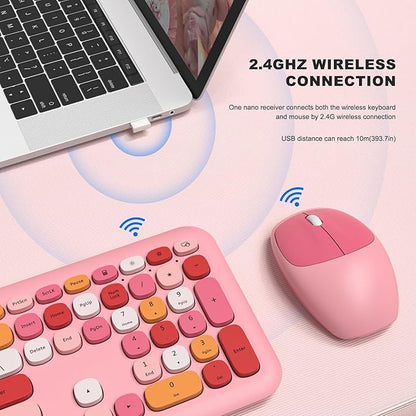 MOFII Wireless Keyboard and Mouse Combo Silent, Slim Compact 2.4G USB Full Size , Cute 110 Keys Keyboard for PC, Notebook, MacBook, Tablet, Laptop, Windows System