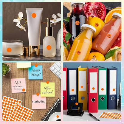 Dot Stickers,1/2 Inch Orange Circle Stickers,1400pcs Self-Adhesive Writable Color Coding Labels,Round Labeling Stickers for Office Classroom Garage Sale