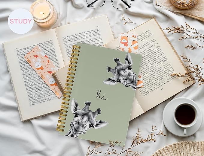 Giraffe Notebook Journal,Green Cute Animal Notebook Journal for School Women Teen Girls Kids,Gifts for Giraffe Lovers,Hardcover Spiral Notebooks for Work Notes Journaling,5.5x8.3 Inch