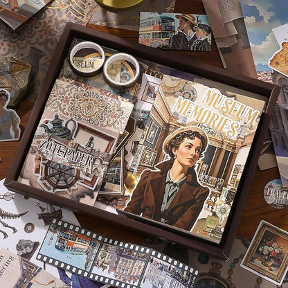 Scrapbooking Supplies Kit, Museum Aesthetic Vintage Scrapbook Kit for Bullet Junk Journal A6 Grid Notebook Stationary Journaling Supplies DIY Craft Birthday Holiday Gifts for Women Kid Teen Girl