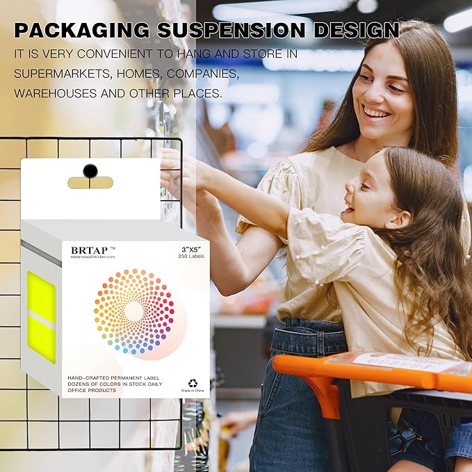 3x5 Inch Home Moving Labels 4 Rolls 1000 Stickers, Large Packing Box Labels Rectangular Colored Inventory Stickers for Moving Supplies Color Coded (Fluorescent Yellow)