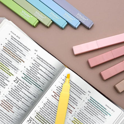Vitoler Bible Highlighters with Soft Chisel Tip,10Pcs,Aesthetic No Bleed Dry Fast Easy to Hold, Bible Highlighters,Cute Highlighter for School Office Supplies