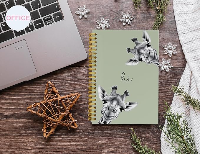 Giraffe Notebook Journal,Green Cute Animal Notebook Journal for School Women Teen Girls Kids,Gifts for Giraffe Lovers,Hardcover Spiral Notebooks for Work Notes Journaling,5.5x8.3 Inch