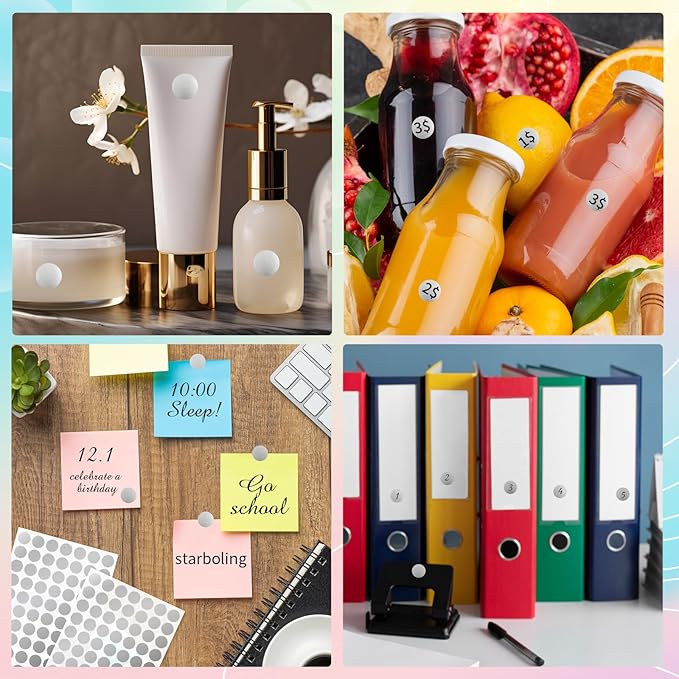 Dot Stickers, 1/2 Inch Silver Circle Labels, 1400pcs Self-Adhesive Writable Color Coding Stickers for Office, Classroom, Garage Sale