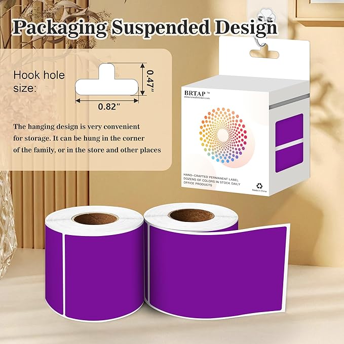 Rectangular Color Coding Moving Labels 3X5 Inch 250 Per Roll, Purple Moving Stickers for Boxes Color Coded, Packing Labels Stickers for Inventory Warehouse