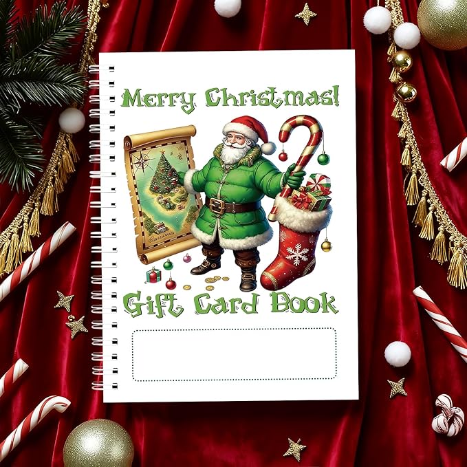 Merry Christmas Gift Card Holder Book - DIY Spiral-Bound with Surprises, College Survival & Graduation Gift, Greeting Card Keeper for Holidays （S13）