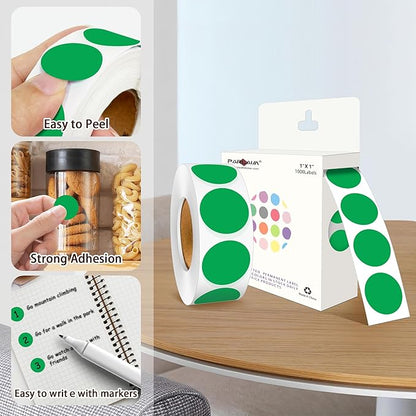 PARLAIM 4 Rolls 4000PCS 1 inch Round Color Coding Circle Dot Labels,Color- Coding Label Sticker for Home Office Classroom(Green)