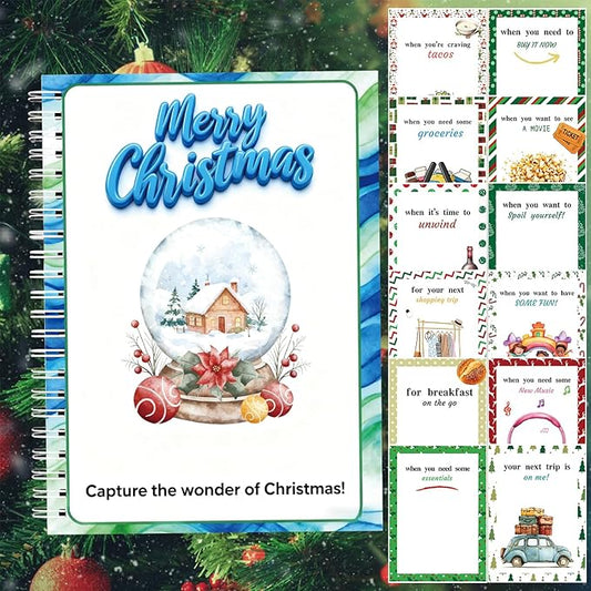 Merry Christmas Gift Card Holder Book - DIY Spiral-Bound with Surprises, College Survival & Graduation Gift, Greeting Card Keeper for Holidays （S19）