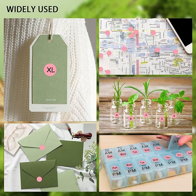 10 Rolls, 0.5 Inch Round Pink Color Coding Labels, 10,000Pcs - Adhesive Dot Stickers for Organizing, Office, Home, School, and Warehouse Use