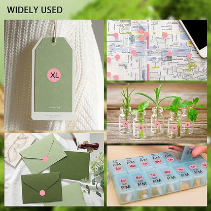 10 Rolls, 0.5 Inch Round Pink Color Coding Labels, 10,000Pcs - Adhesive Dot Stickers for Organizing, Office, Home, School, and Warehouse Use