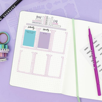 PAPERAGE Dotted Journal Notebook, (Lavender), 160 Pages, Medium 5.6 in x 8 in - 100 GSM Thick Paper – Hardcover Journaling Notebook for Work, School & Bullet Journaling