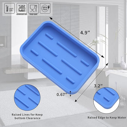 Silicone Kitchen Sink Organizer Tray for Multiple Usage,Easy Clean Sponges Holder for Kitchen Bathroom Counter or Sink,Dish Soap Dispenser,Scrubber,Bottle,Cup Lichen Blue 4.9”x 3.2”