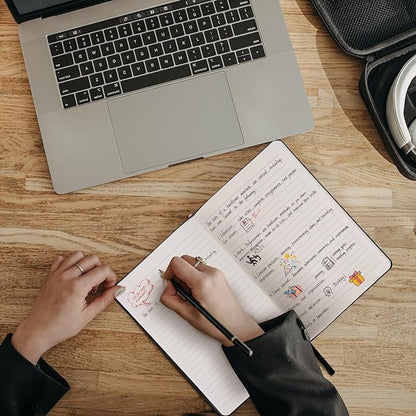 Comix Lined Journal Notebook for Women Men, Journaling Notebooks for Office School Home, 240 Pages, 5.5" x 8.3", College Ruled, A5, Hardcover, Black