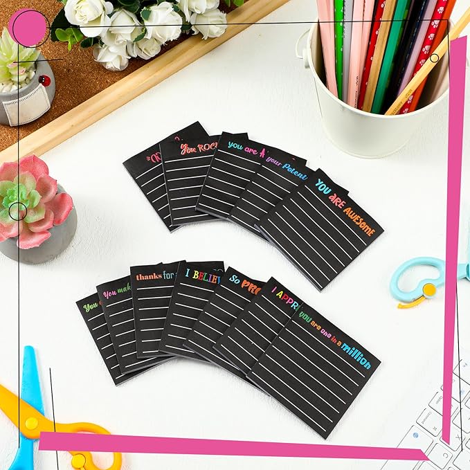 Yinder 24 Pcs Inspirational Sticky Notes Christmas Stocking Stuffers Motivational Sticky Notes Pad Employee Appreciation Gift Bulk for Teacher Nurse Coworker Office 3 x 3'' (Appreciation,Black)