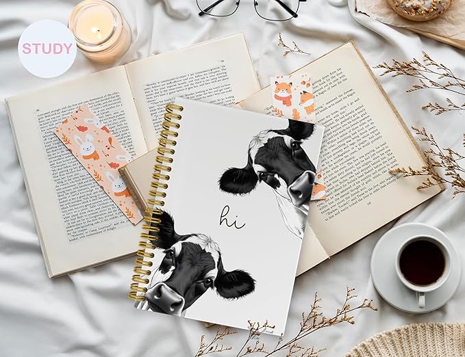 Cow Notebook Journal,Cow Gifts for Women Cow Lovers,Cute Girly Gifts Notebook Journal for Women Teen Girls Kids,Hardcover Spiral Notebooks Journals for Writing, 5.5x8.3 Inch