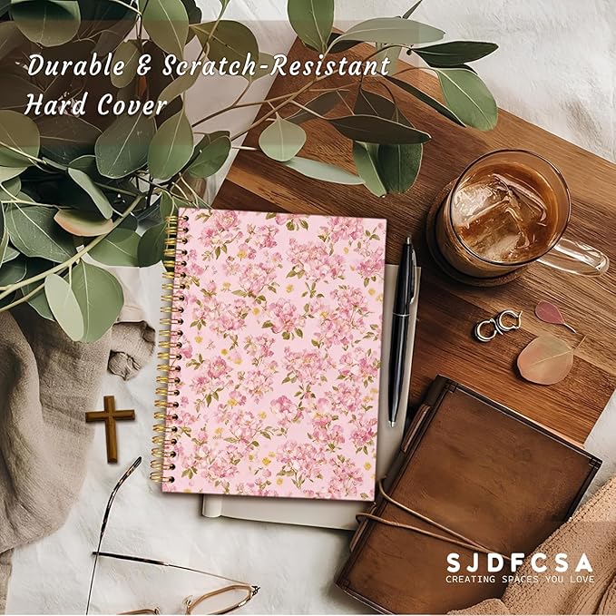 Coquette Floral Notebook Journal Gifts for Women, Pink Cute Gifts Spiral Notebook for Teen Girls，Aesthetic Journal 5.5x8.4 Inch, School Office Supplies