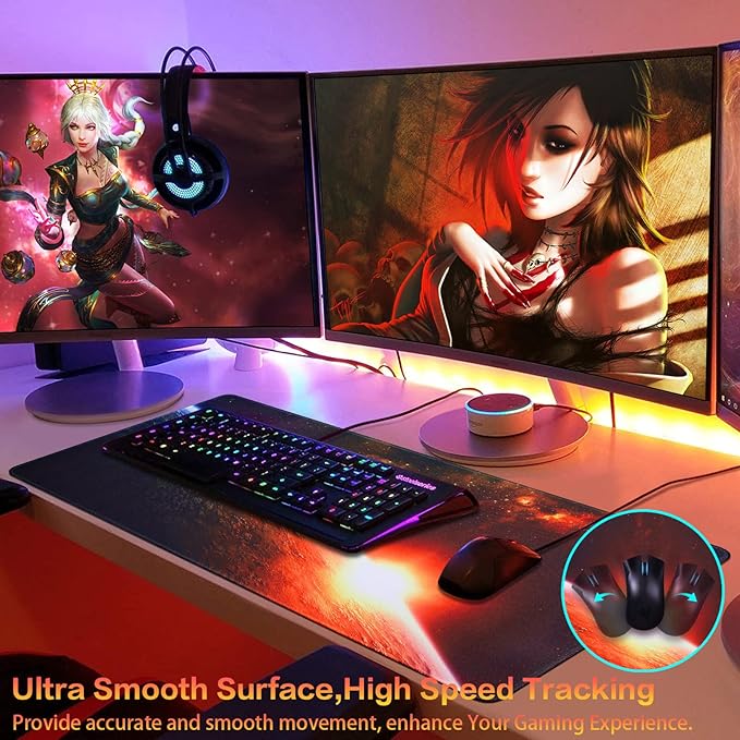 Canjoy Gaming Mouse Pad, Large Extended Mouse Pad Big Computer Mousepad for Home Office Gaming Work 31.5x15.7inch