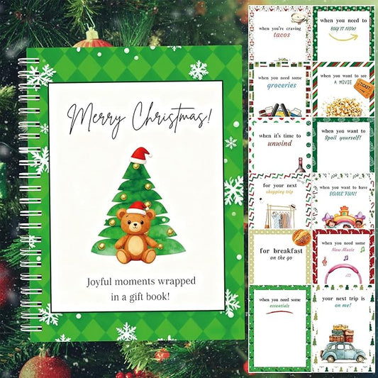 Christmas Gift Card Book - Surprises on Every Page, DIY Spiral-Bound Merry Christmas College Survival Kit, Greeting Card Book for Students & Graduation Gifts (S26)