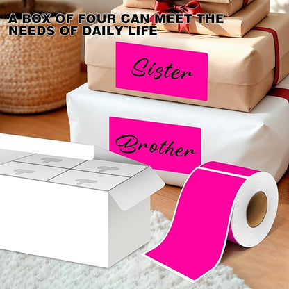 3x5 Inch Home Moving Labels 4 Rolls 1000 Stickers, Large Packing Box Labels Rectangular Colored Inventory Stickers for Moving Supplies Color Coded (Fluorescent Pink)