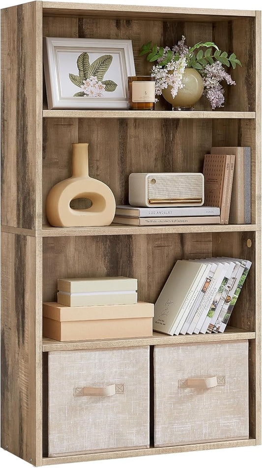 VASAGLE Custos Collection - Bookshelf, 4-Tier Bookcase, Book Shelf, Open Storage Shelf, 9.4 x 23.6 x 42.4 Inches, for Living Room, Home Office, Dinning Room, Camel Brown ULBC164L01